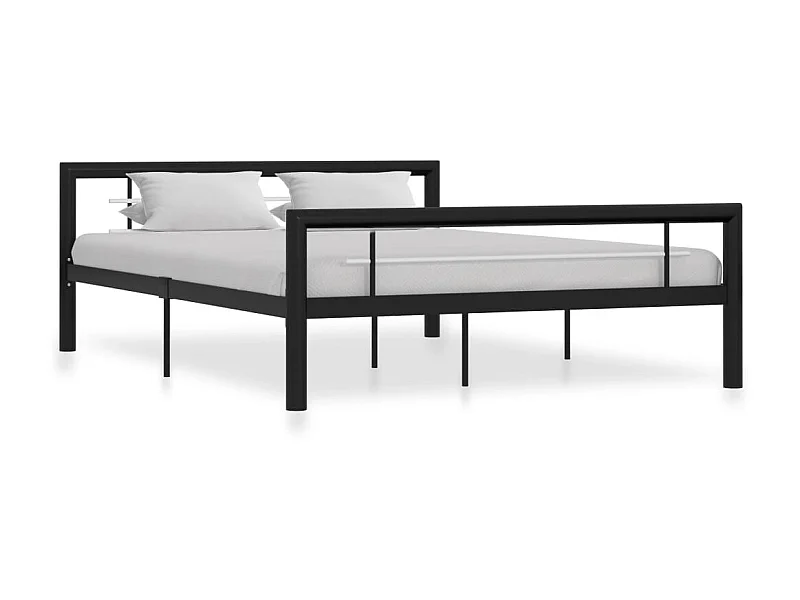 Lit-140x200 cm Noir et blanc Métal EGGB32255