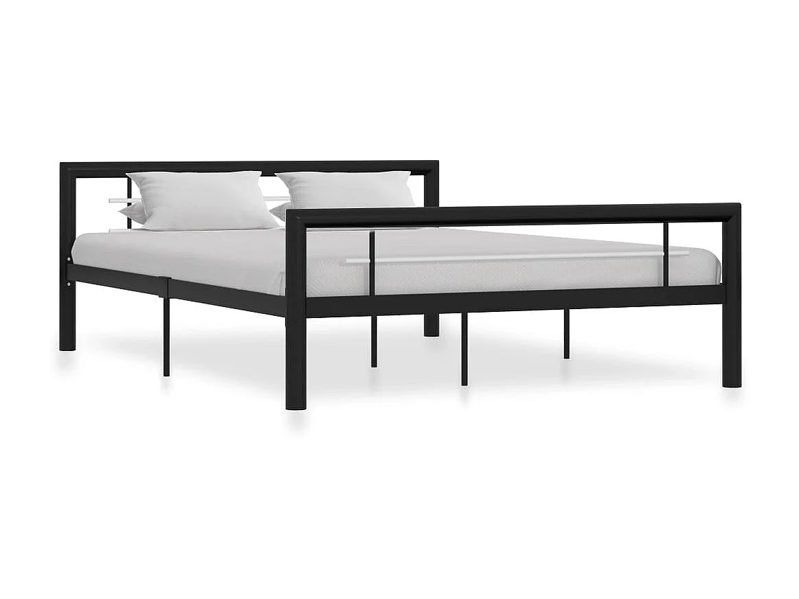 Lit-140x200 cm Noir et blanc Métal EGGB32255