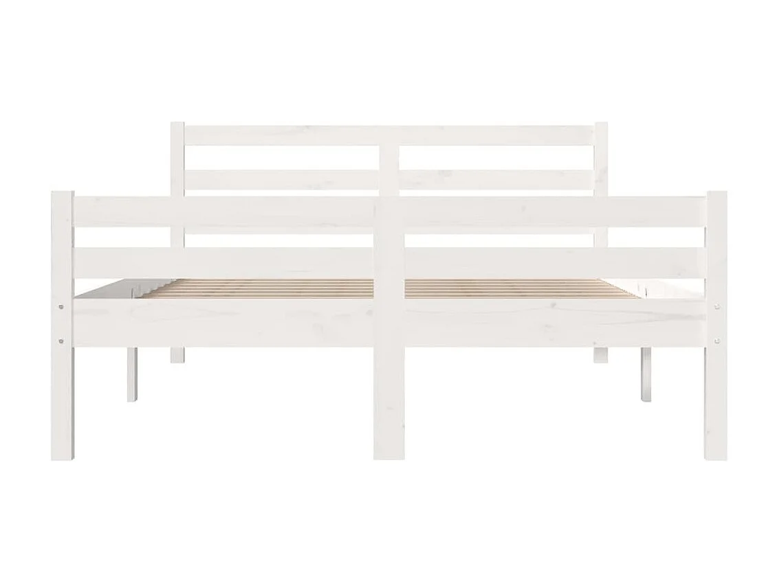 Lit-150x200 cm Blanc Bois massif Très grand EGGB85027