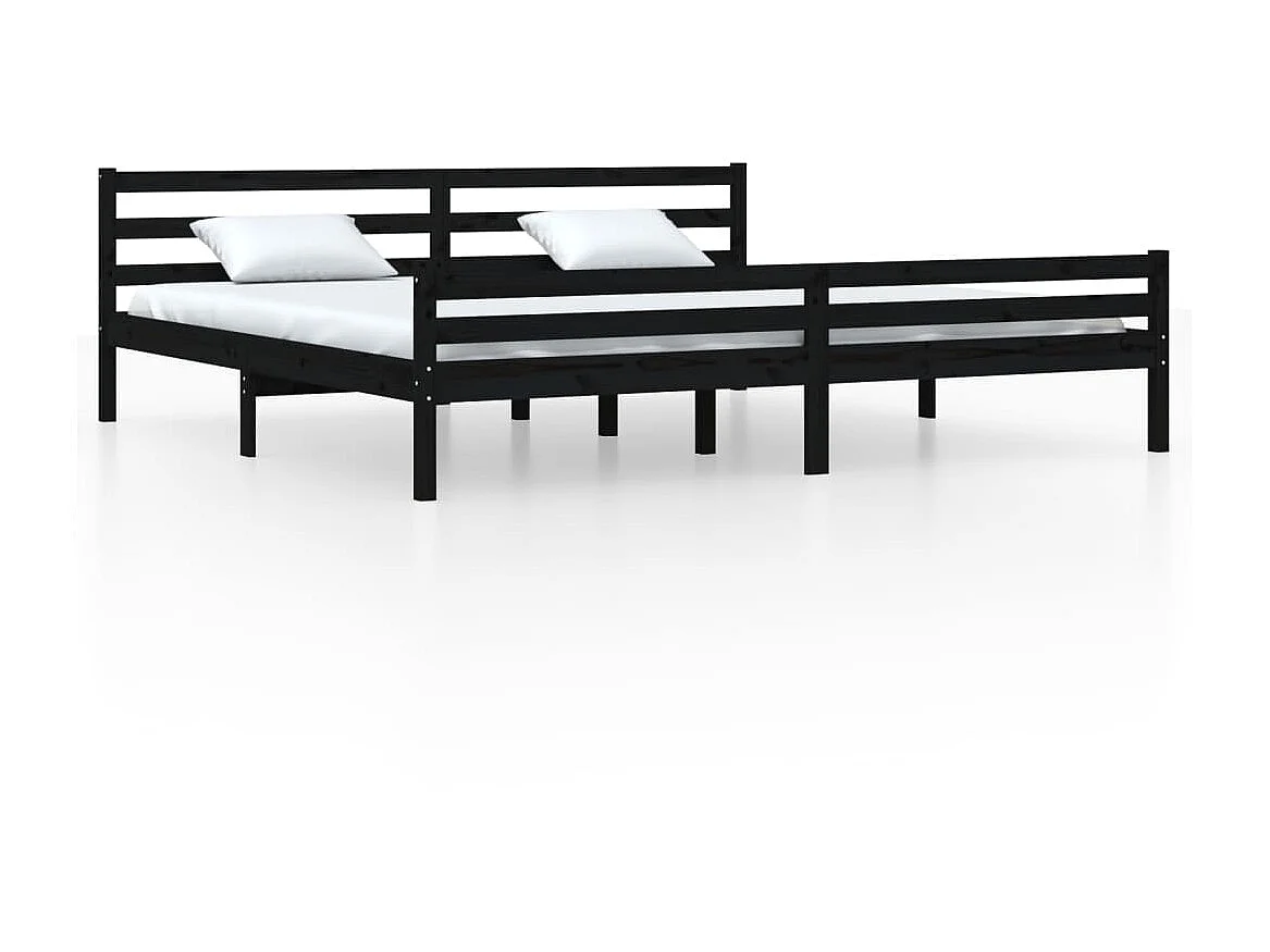 Lit-200x200 cm Noir Bois massif EGGB42726