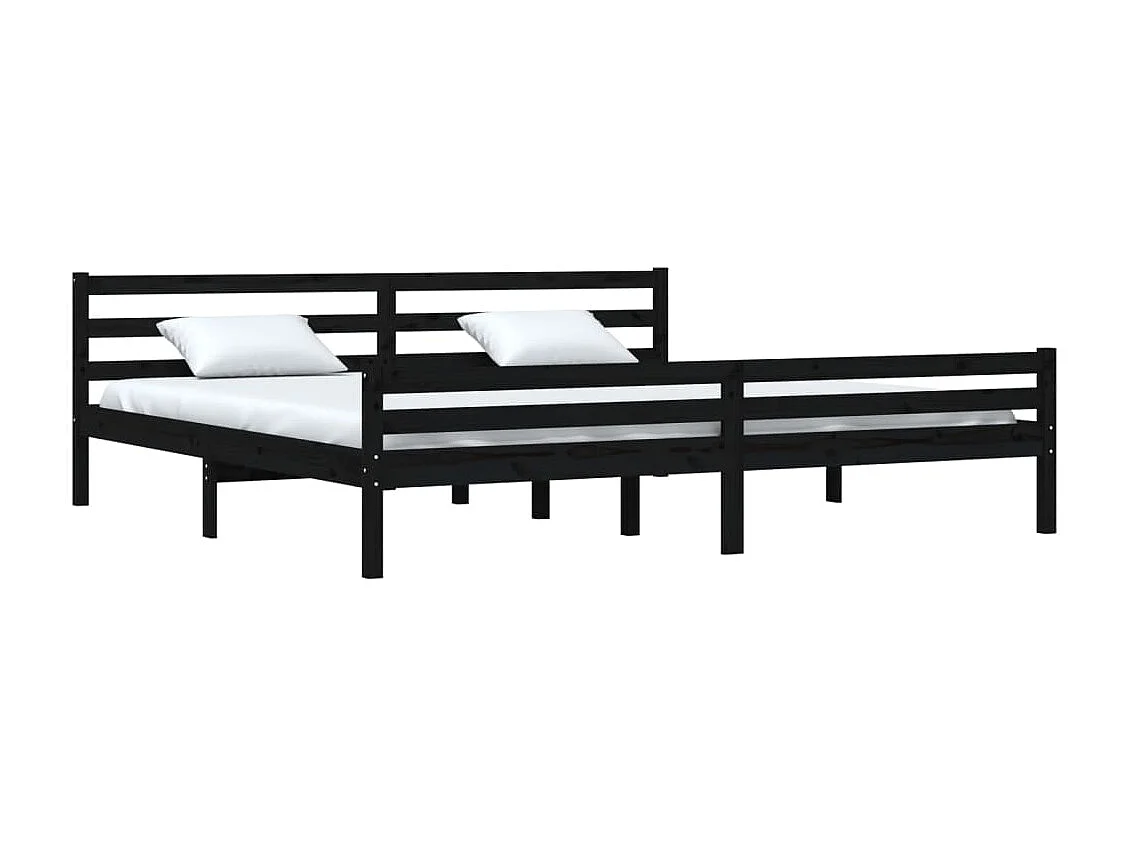 Lit-200x200 cm Noir Bois massif EGGB42726