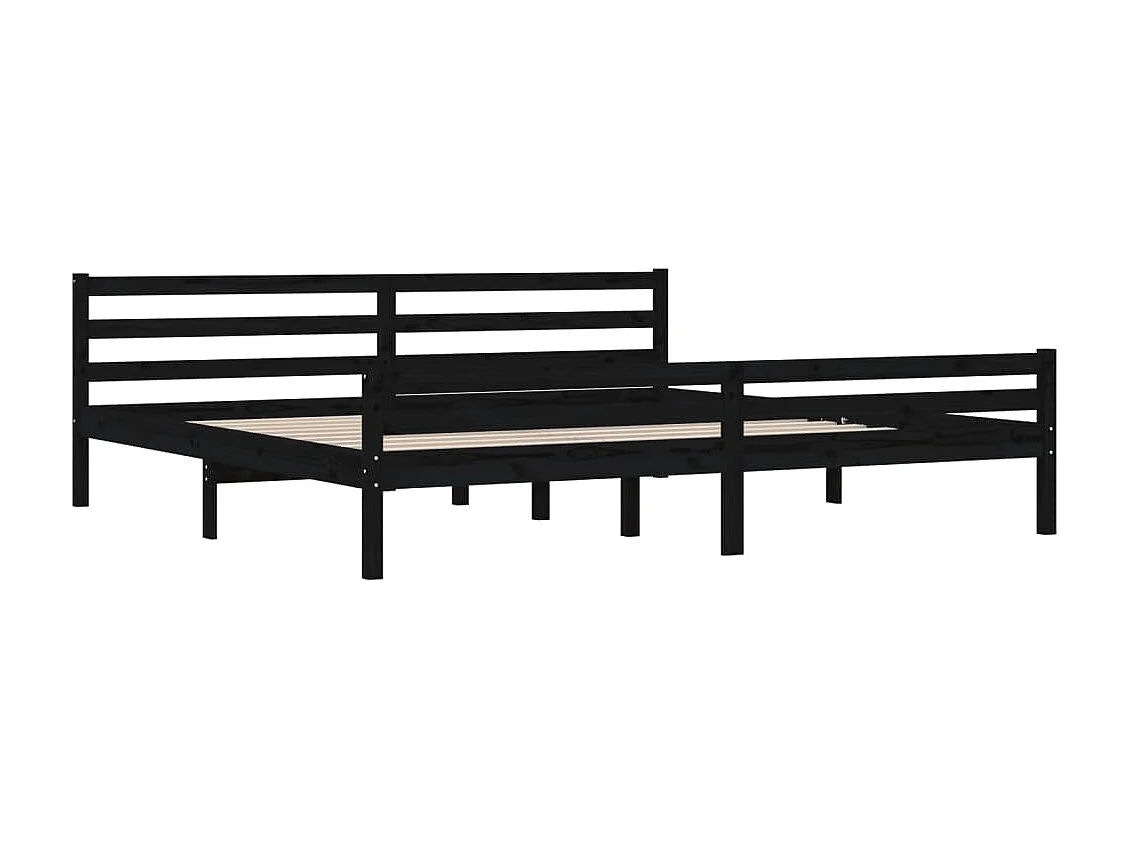Lit-200x200 cm Noir Bois massif EGGB42726