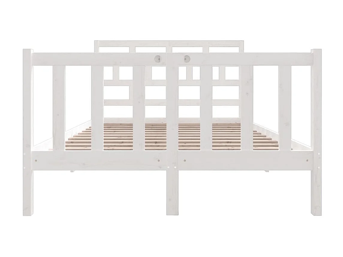 Cama 140x190 cm madeira de pinho maciça branco PT177114
