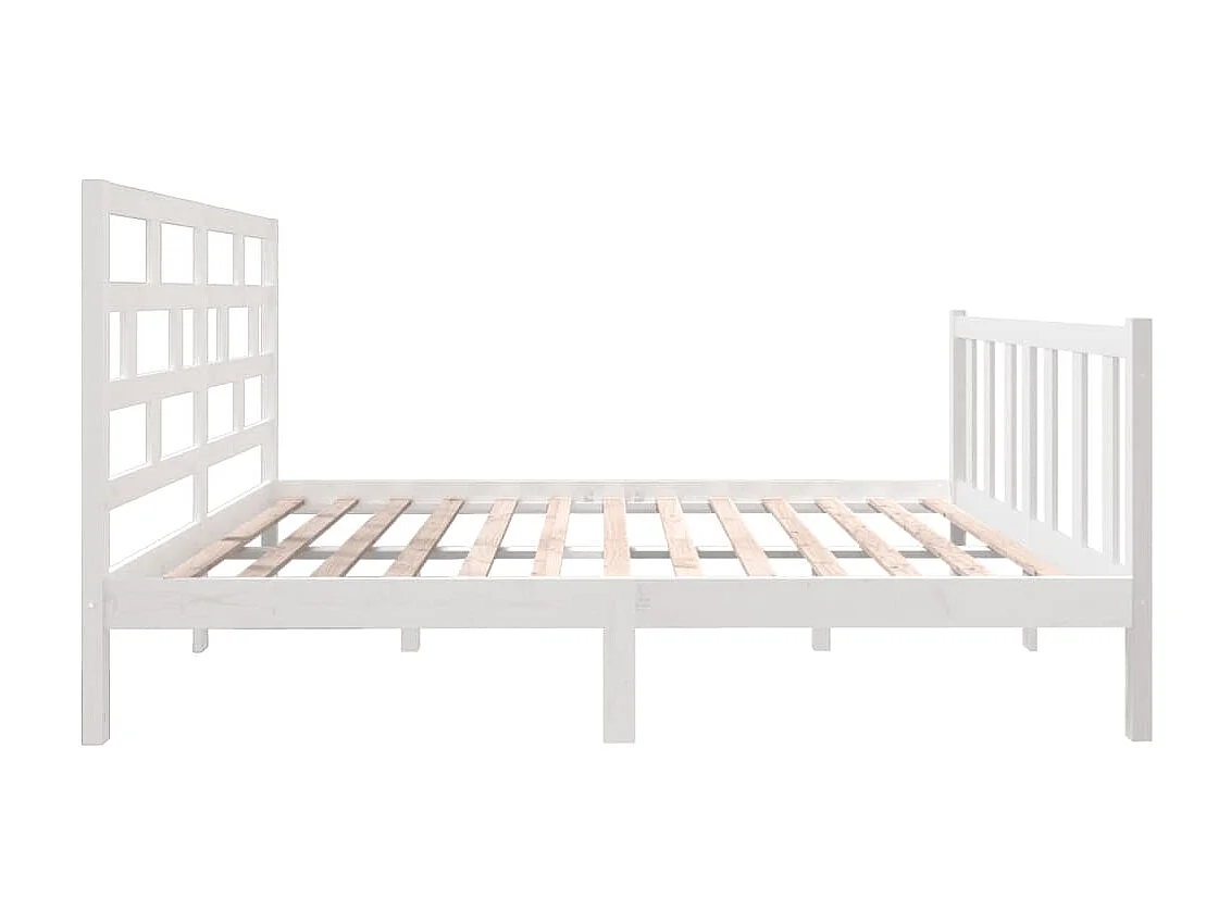 Cama 140x190 cm madeira de pinho maciça branco PT177114