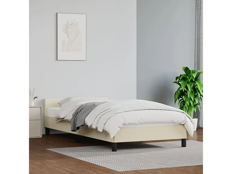 Bedframe met hoofdbord kunstleer crèmekleurig 80x200 cm NL80316
