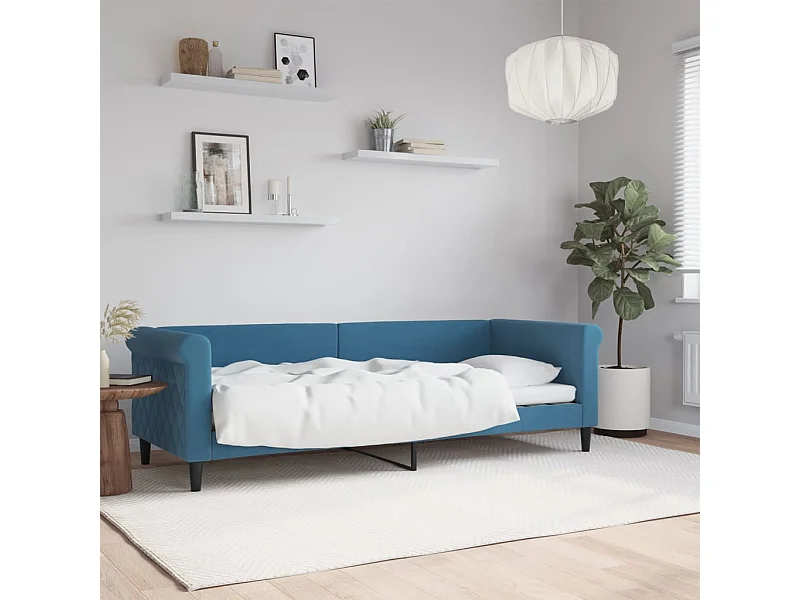 Cama de solteiro 80x200 cm veludo azul PT658502