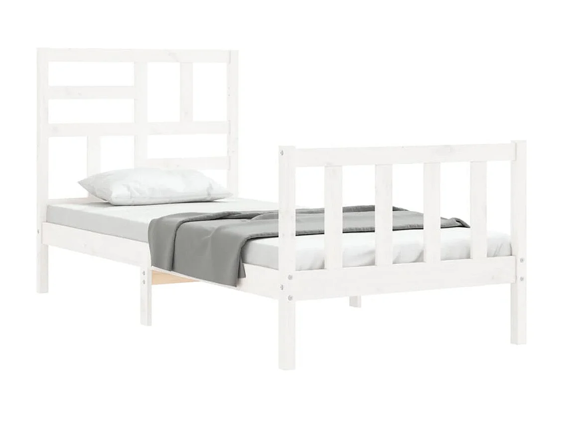 Lit-90x200 cm avec tête de lit blanc bois massif EGGB33039