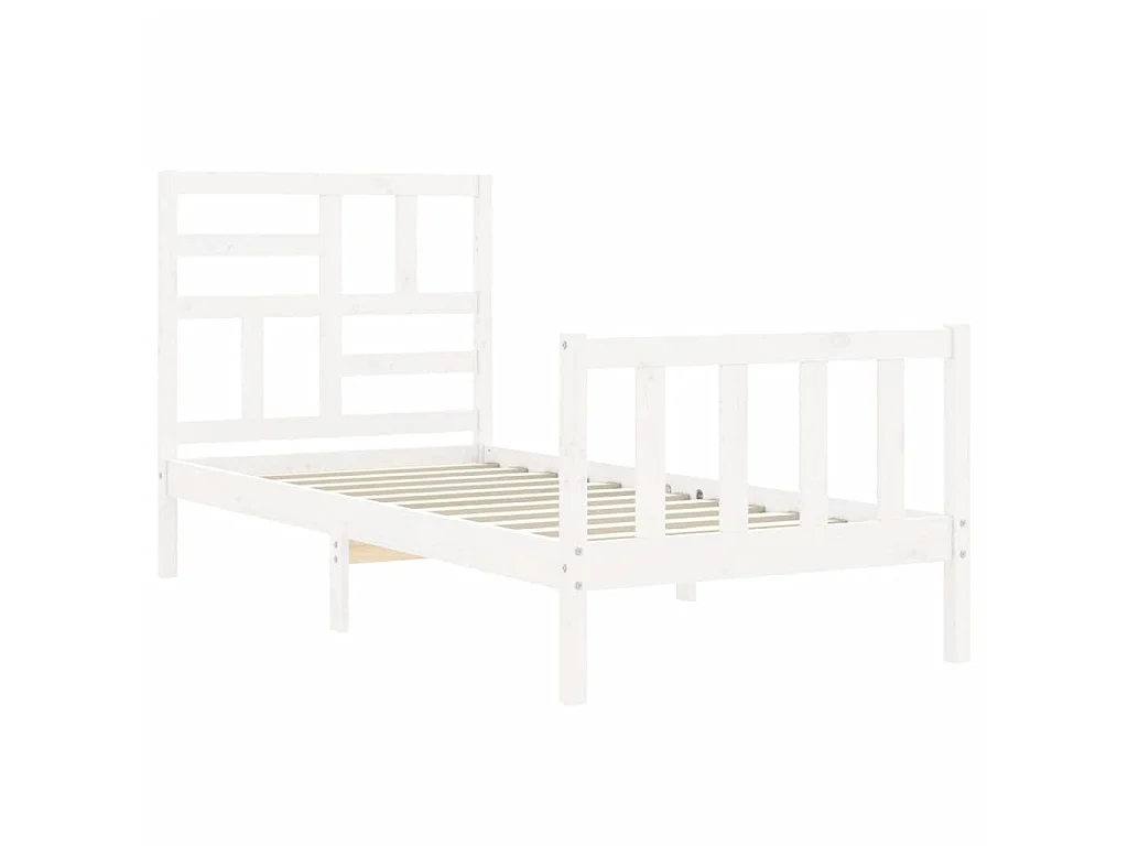 Lit-90x200 cm avec tête de lit blanc bois massif EGGB33039