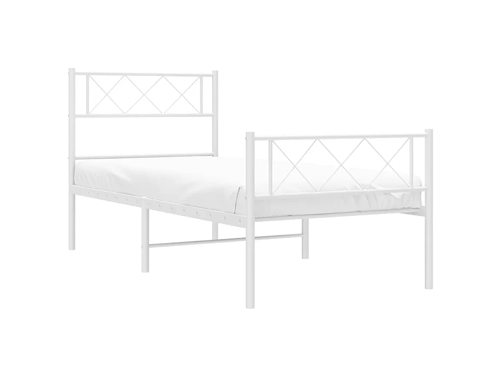 Lit-107x203 cm métal avec tête de lit/pied de lit blanc EGGB27399