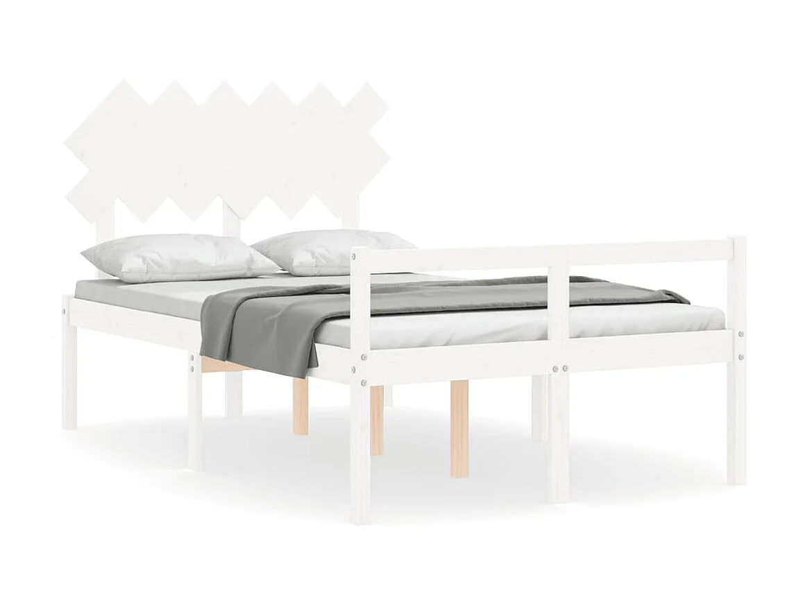 Lit-135x190 cm pour personne âgée et tête de lit double bois massif EGGB68622