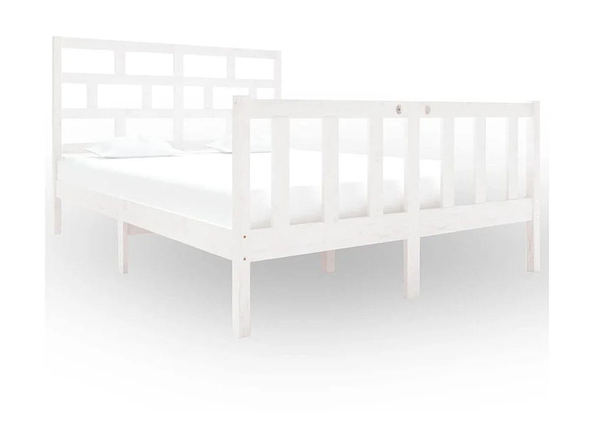 Bedframe massief grenenhout wit 135x190 cm 4FT6 Double NL11601