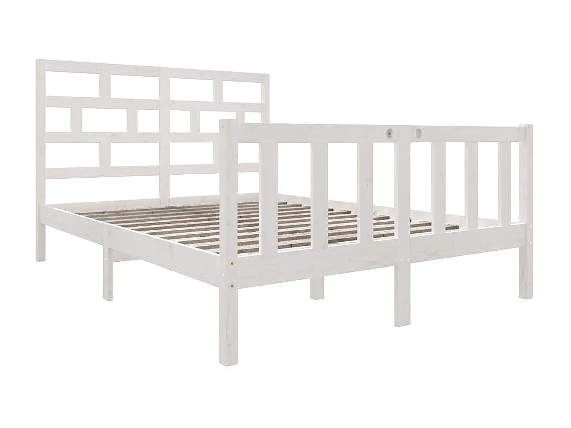 Bedframe massief grenenhout wit 135x190 cm 4FT6 Double NL11601