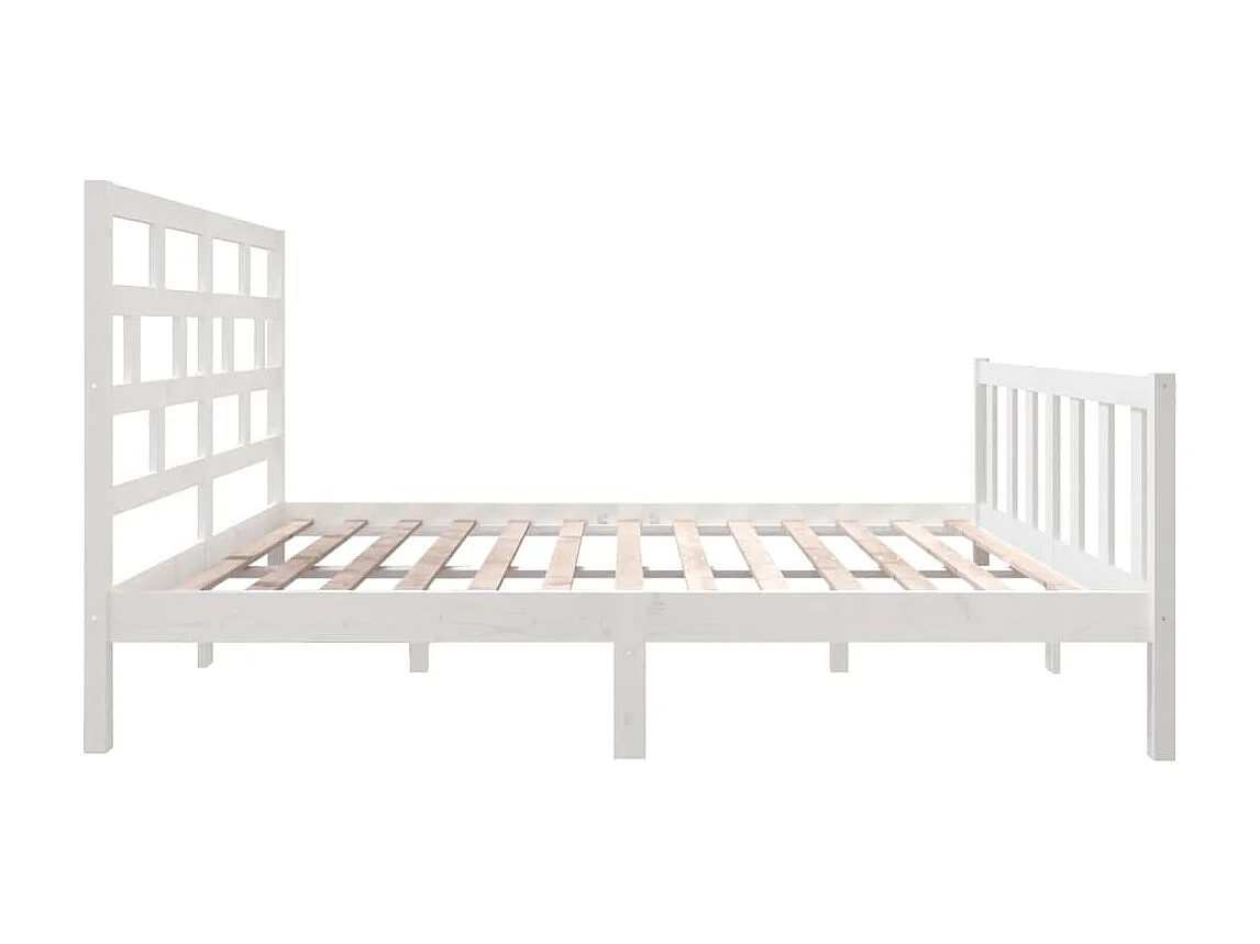 Lit-135x190 cm Blanc Bois de pin massif Double EGGB64020