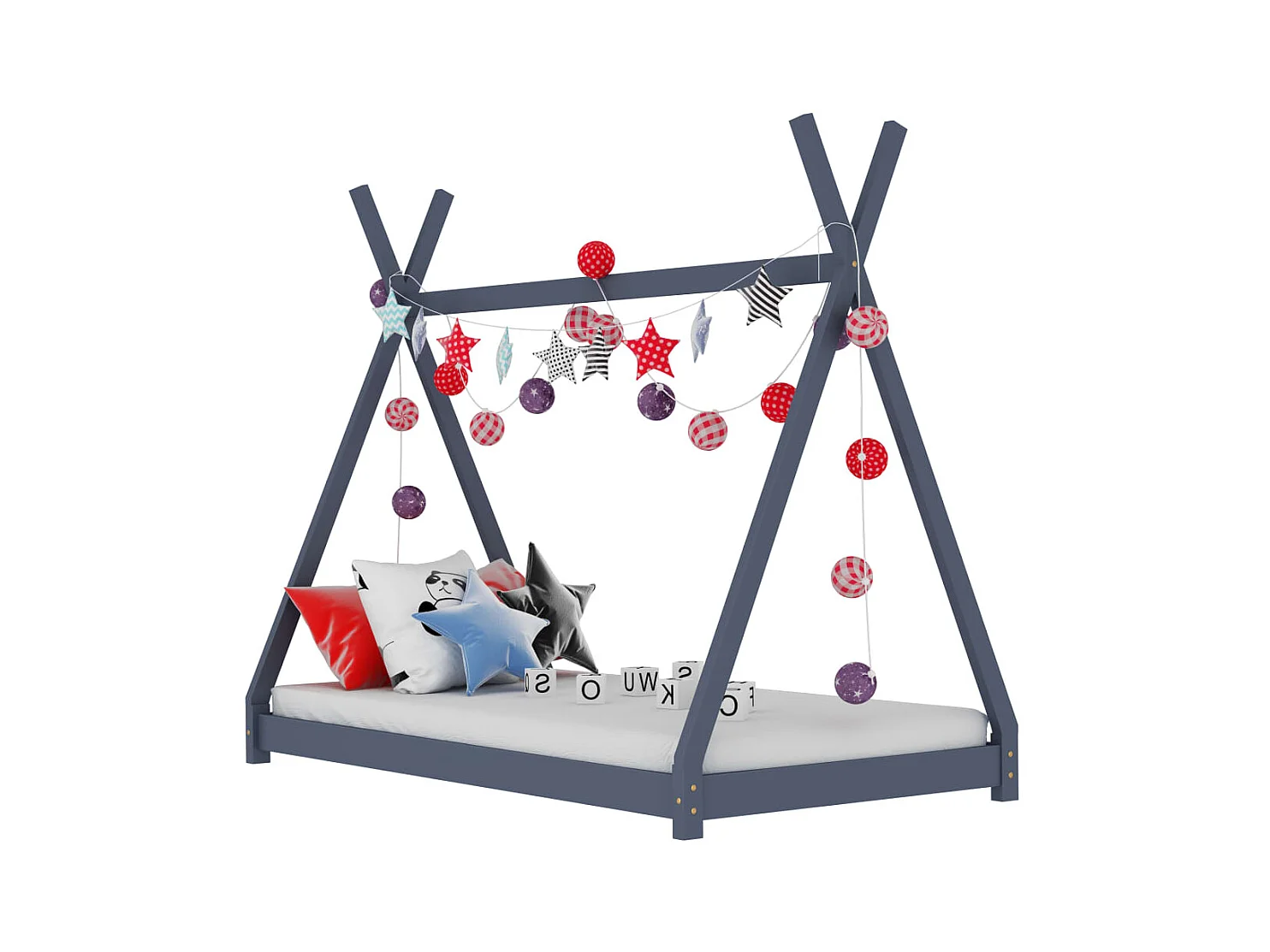 Lit-80x160 cm d'enfant Gris Bois de pin massif EGGB70085