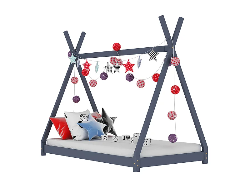 Cama para crianças 80x160 cm pinho maciço cinza PT942528