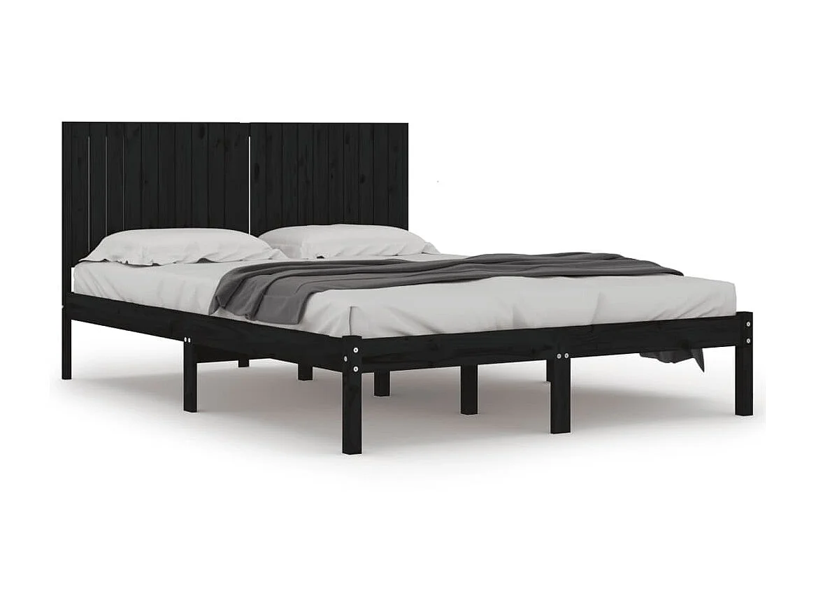 Cama 200x200 cm pinho maciço preto PT810293