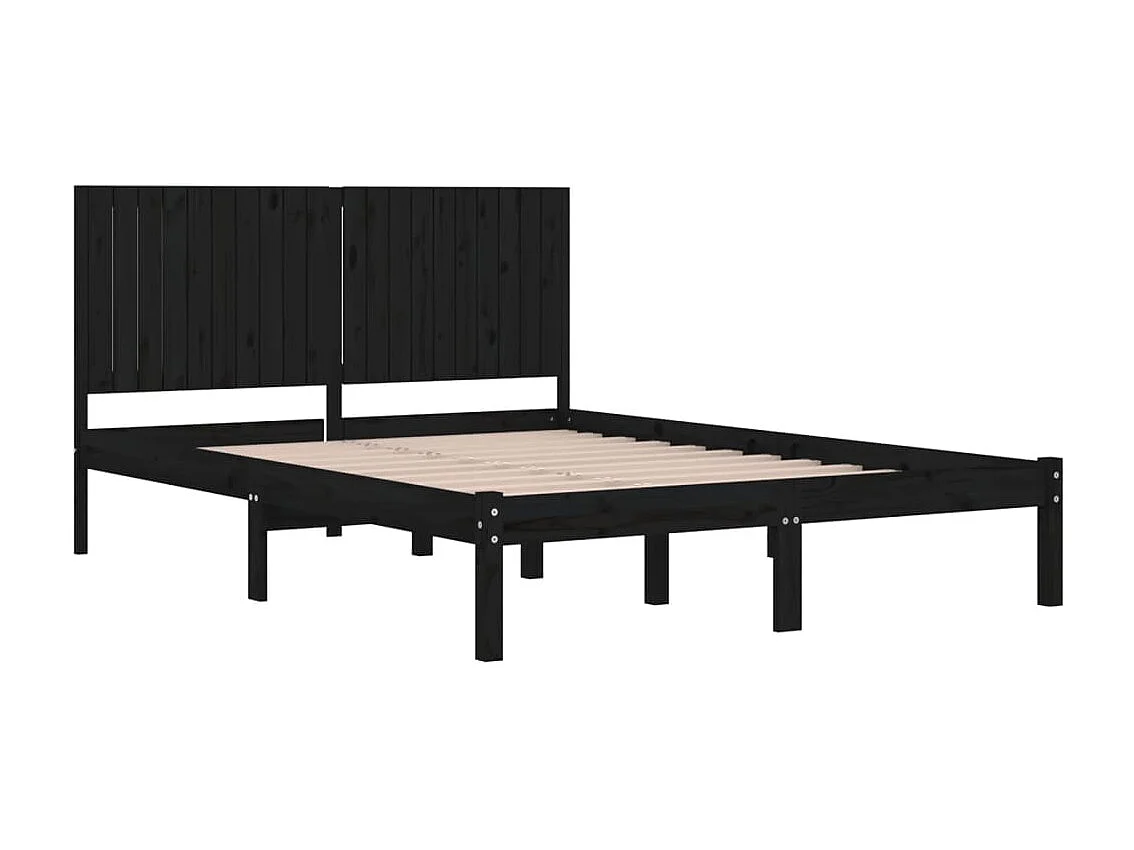 Cama 200x200 cm pinho maciço preto PT810293