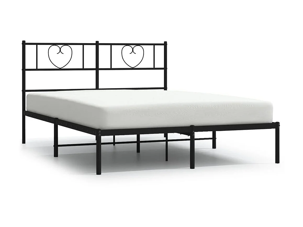 Lit-120x200 cm métal avec tête de lit noir EGGB85898