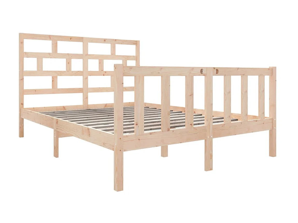 Lit-135x190 cm bois de pin massif double EGGB24538