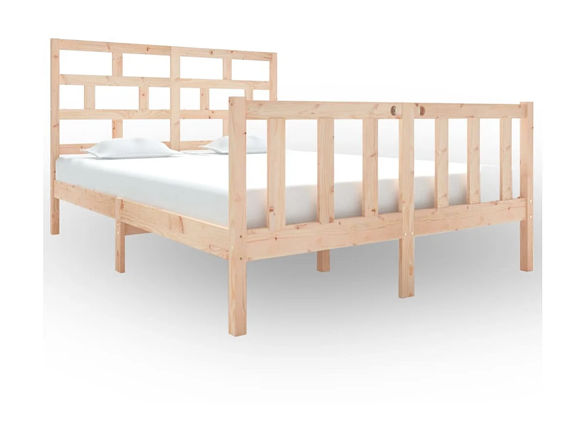 Lit-135x190 cm bois de pin massif double EGGB24538