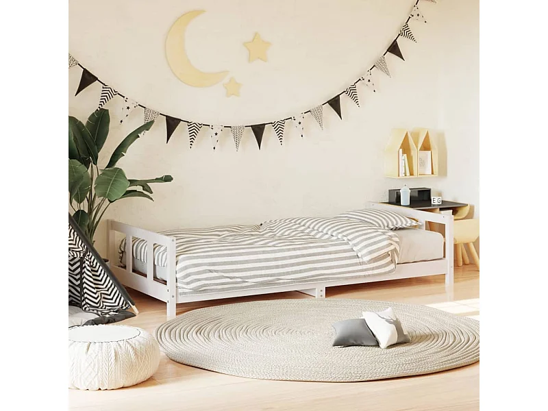 Lit-90x190 cm pour enfants blanc bois de pin massif EGGB46425