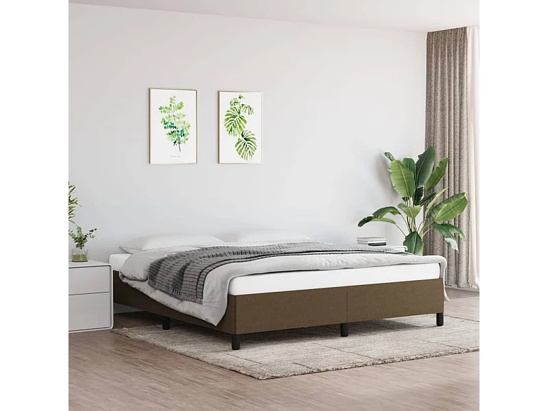 Lit-160x200 cm Marron foncé Tissu EGGB34963