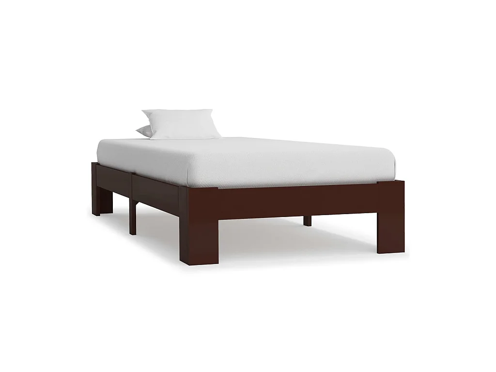 Cama 100x200 cm pinho maciço castanho-escuro PT953641