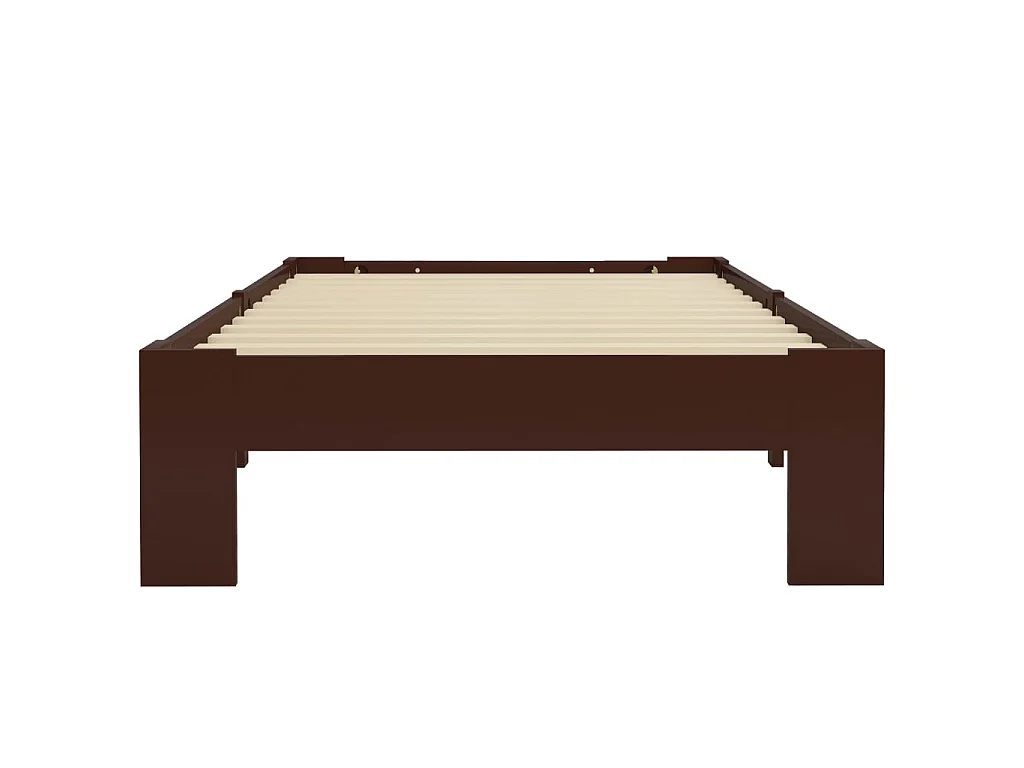 Cama 100x200 cm pinho maciço castanho-escuro PT953641
