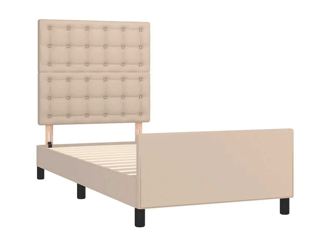 Cama 100x200 cm cabecero cuero sintético capuchino ES61490