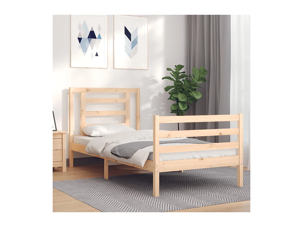 Lit-90x200 cm avec tête de lit bois massif EGGB55394