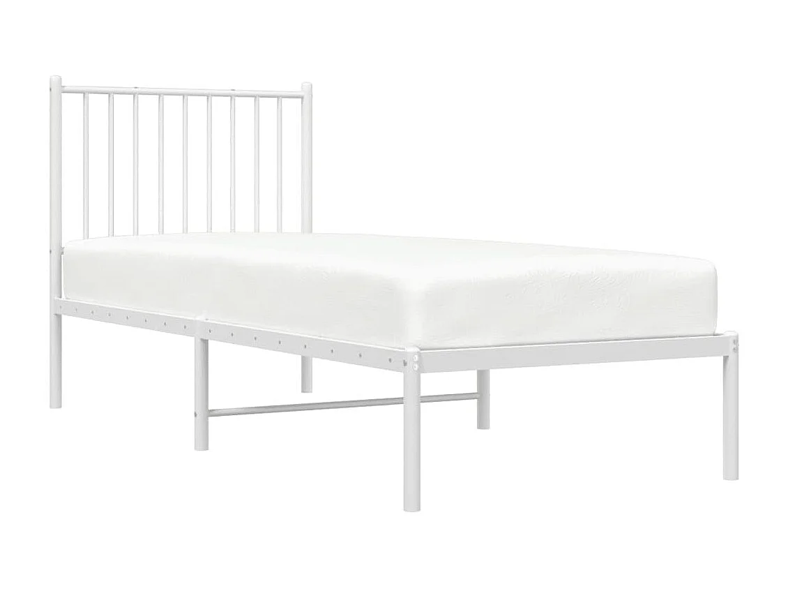 Bedframe met hoofdbord metaal wit 75 x 190 cm NL39263