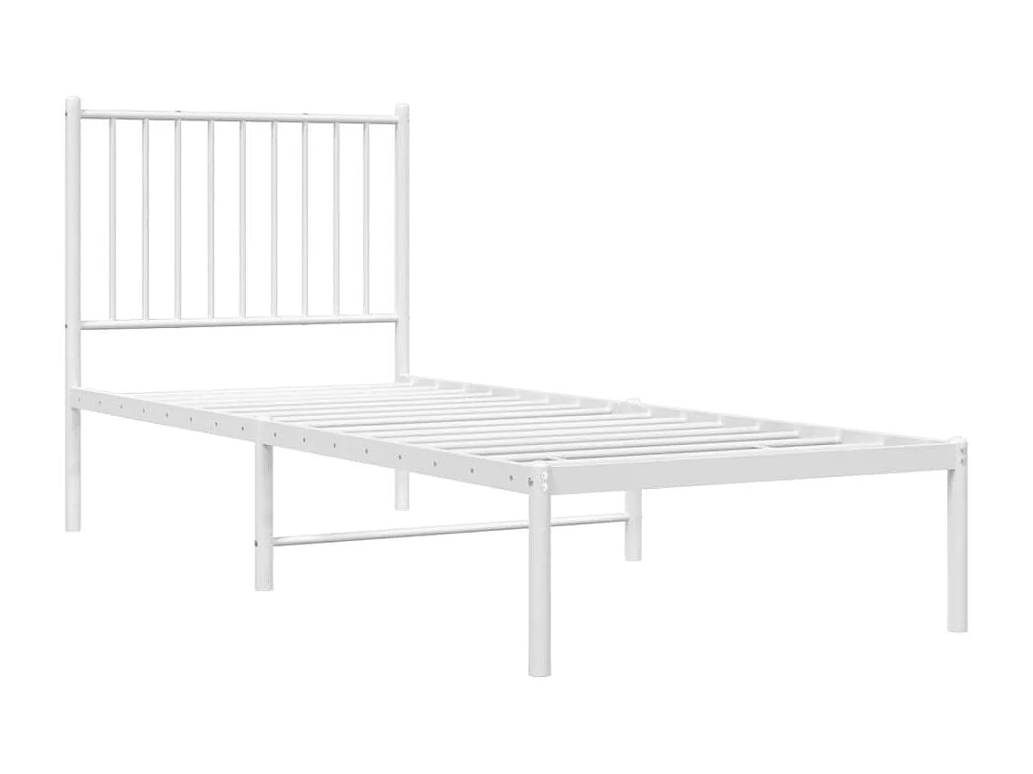 Bedframe met hoofdbord metaal wit 75 x 190 cm NL39263