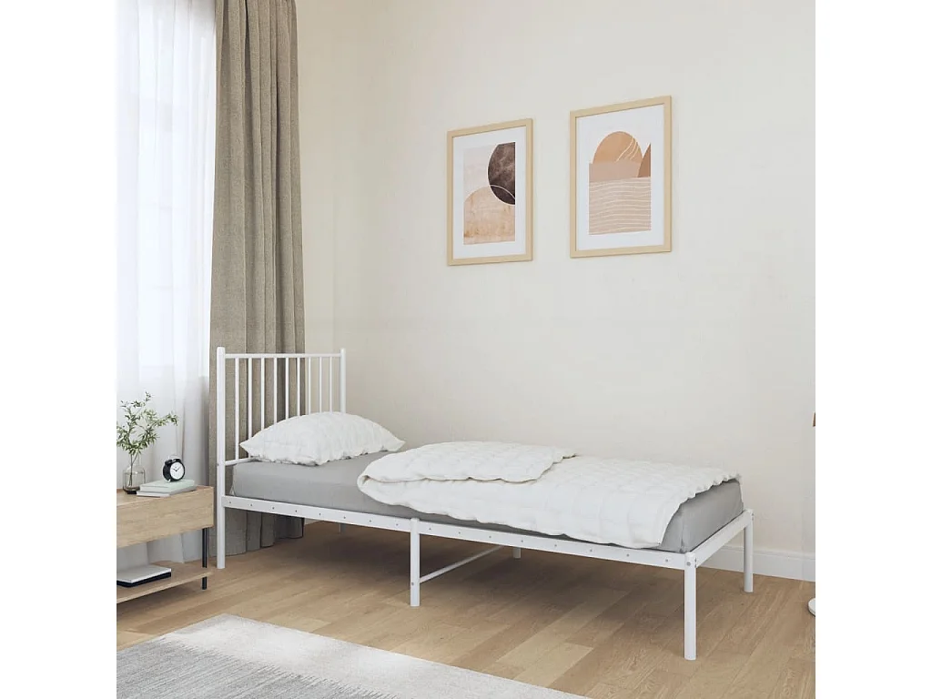 Cama com cabeceira 75x190 cm metal branco PT813979