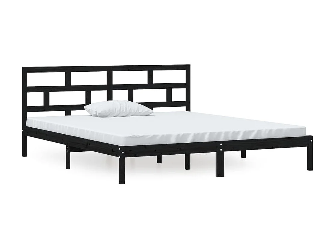 Lit-135x190 cm Noir Bois massif Double EGGB47109