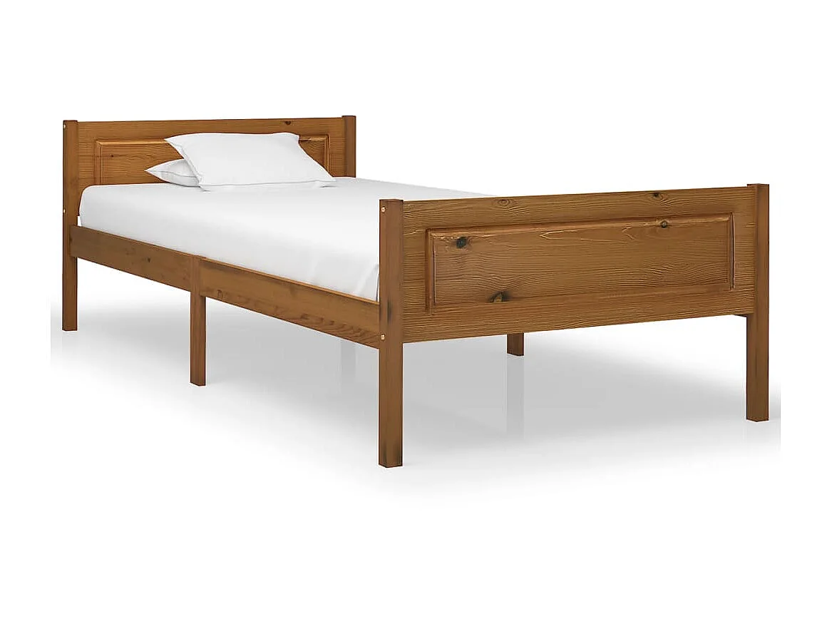 Lit-100x200 cm Bois de pin massif Marron miel EGGB22857