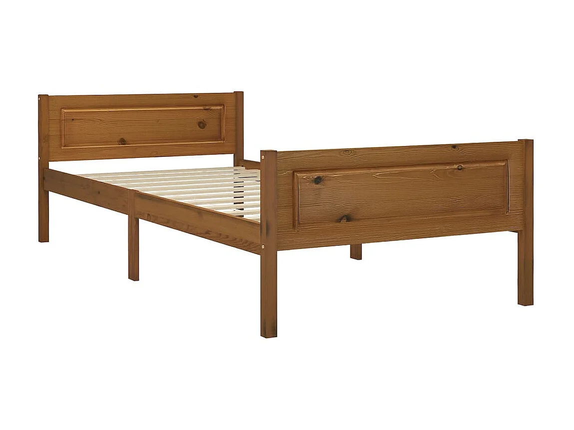 Lit-100x200 cm Bois de pin massif Marron miel EGGB22857