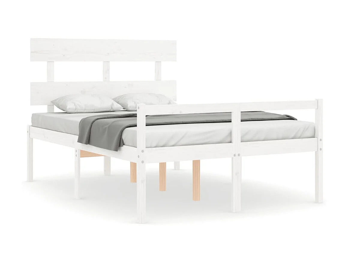 Lit-120x190 cm pour personne âgée et tête de lit petit double bois massif EGGB69391