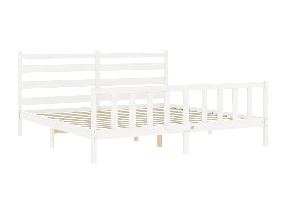 Cama com cabeceira 200x200cm madeira maciça branco PT600624