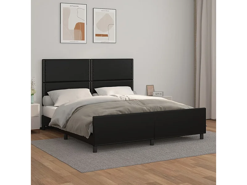 Lit-180x200 cm avec tête de lit Noir Similicuir EGGB65860