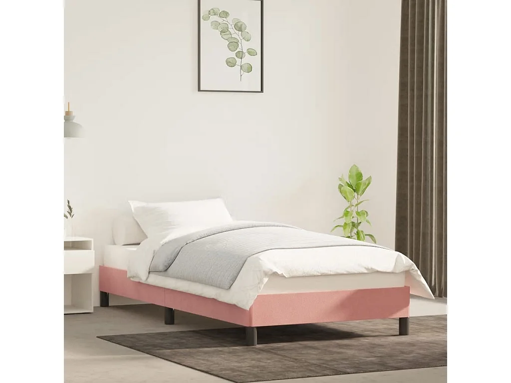 Cama 90x190 cm veludo rosa PT871438