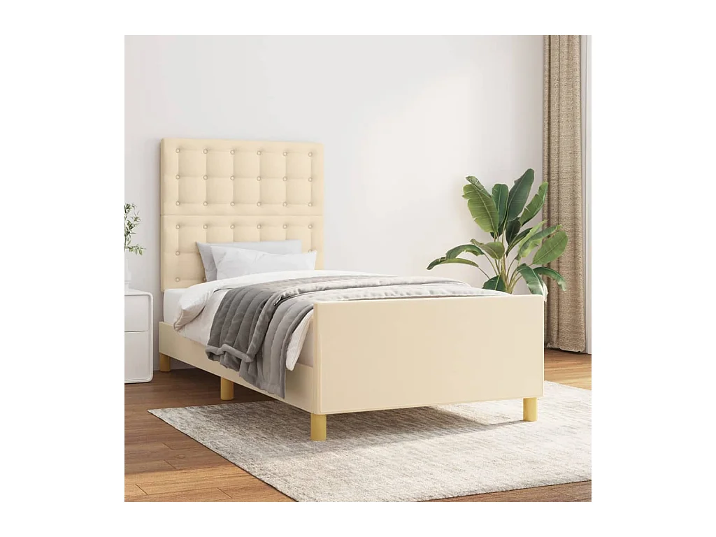 Lit-80x200 cm avec tête de lit Crème Tissu EGGB37547