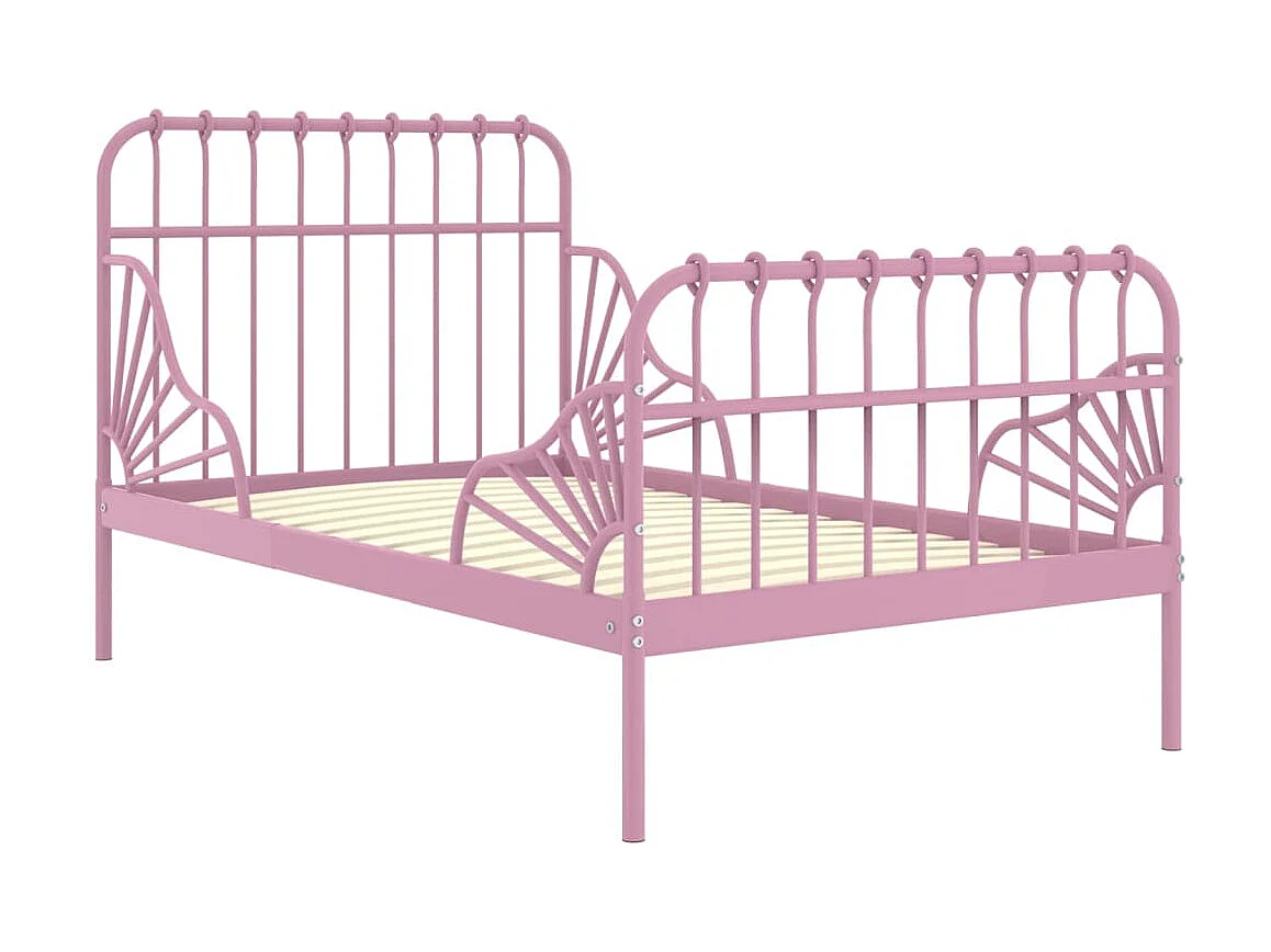 Cama 80x200 cm extensible metal rosa ES25942