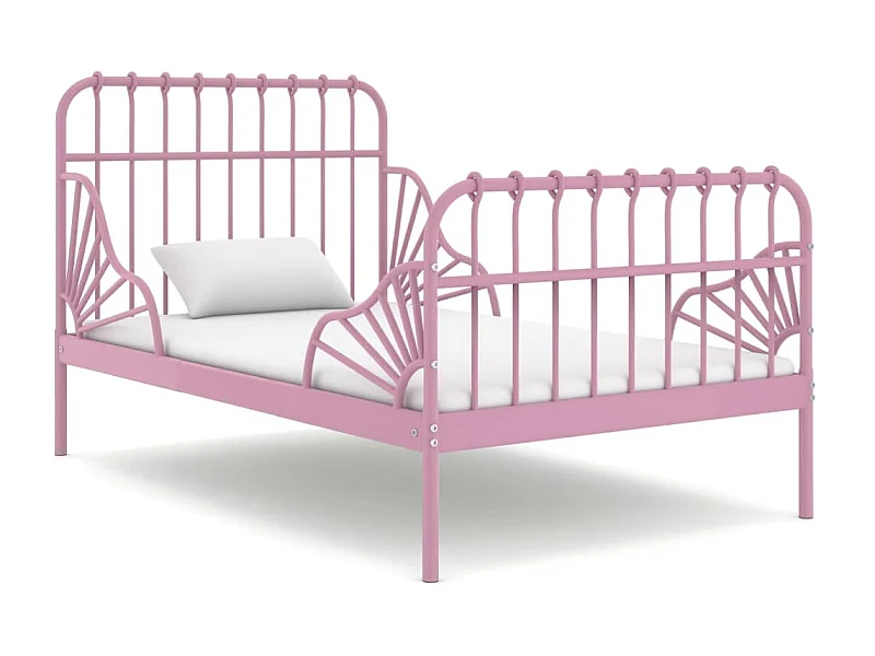 Cama extensível em metal rosa 80x130/200 cm PT927656
