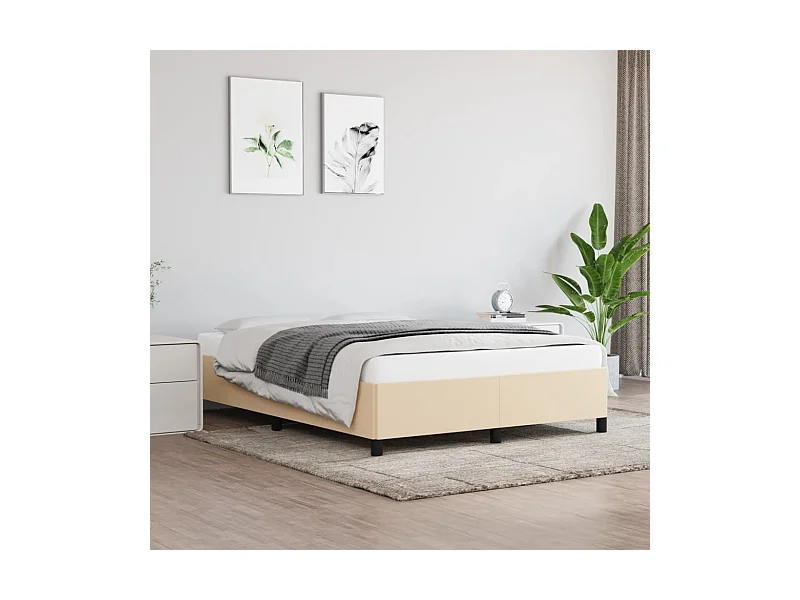 Cama em tecido cor creme 140x200 cm PT716753