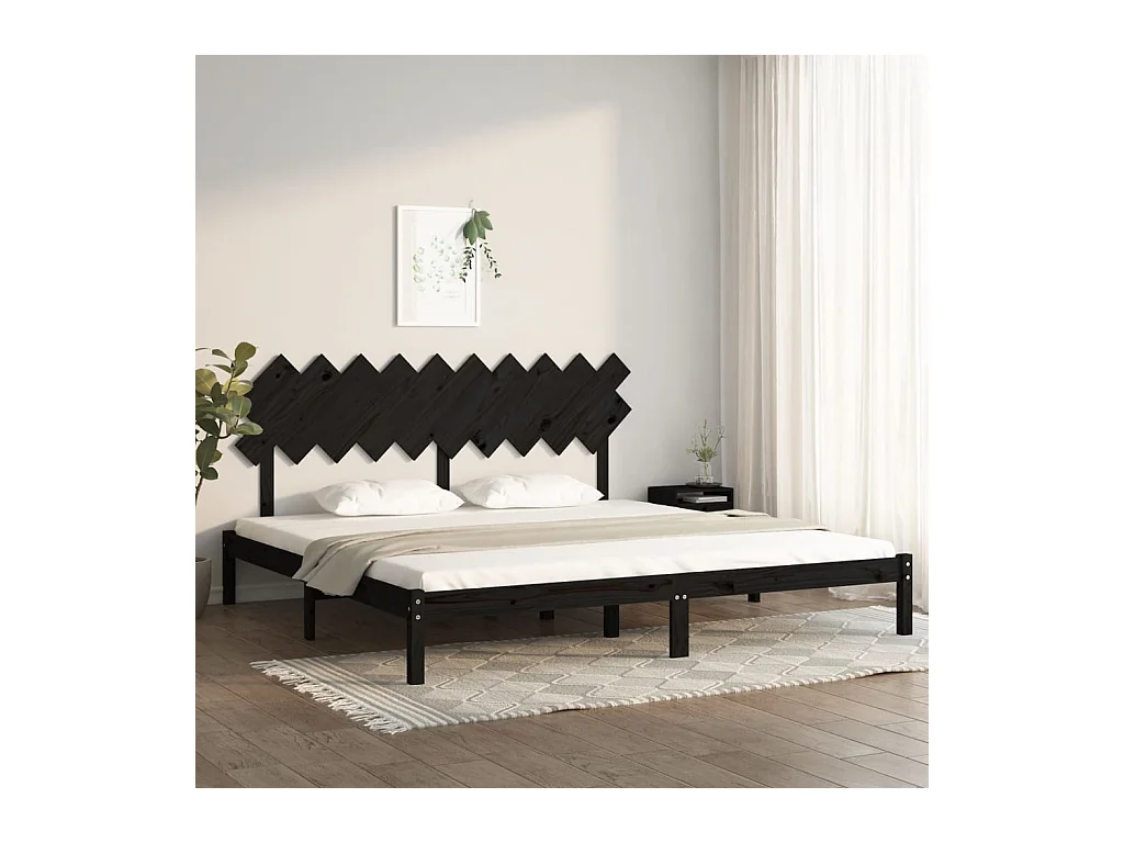 Lit-200x200 cm Noir Bois massif EGGB28098