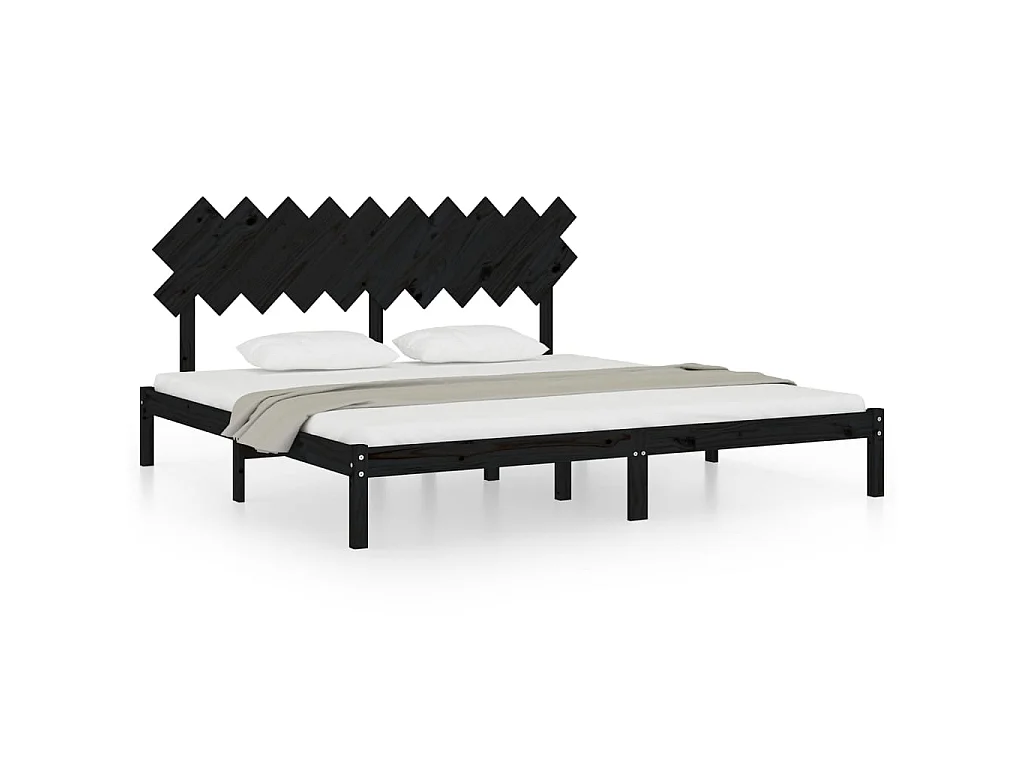 Lit-200x200 cm Noir Bois massif EGGB28098