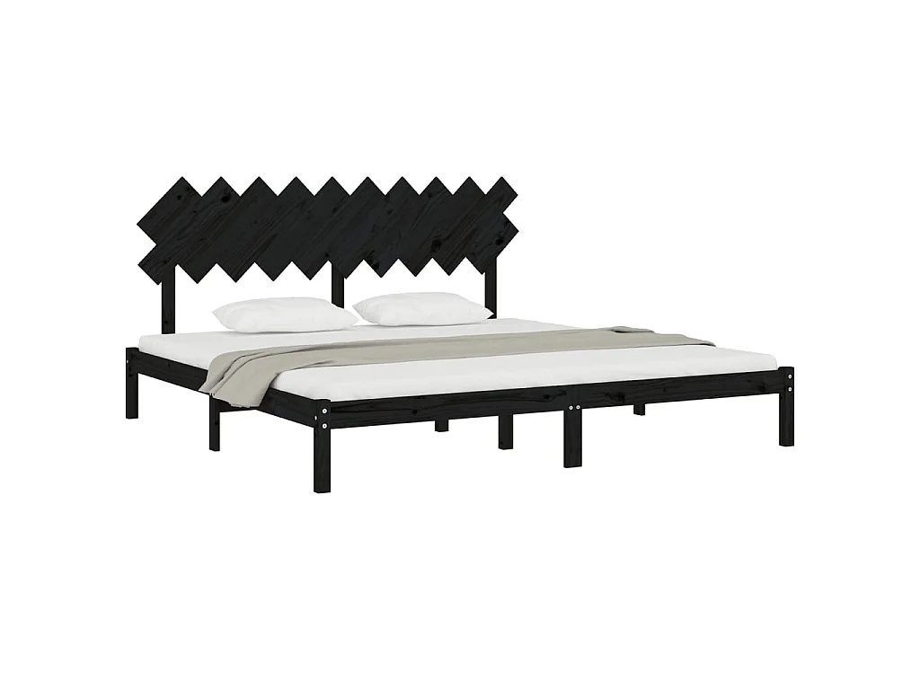 Lit-200x200 cm Noir Bois massif EGGB28098