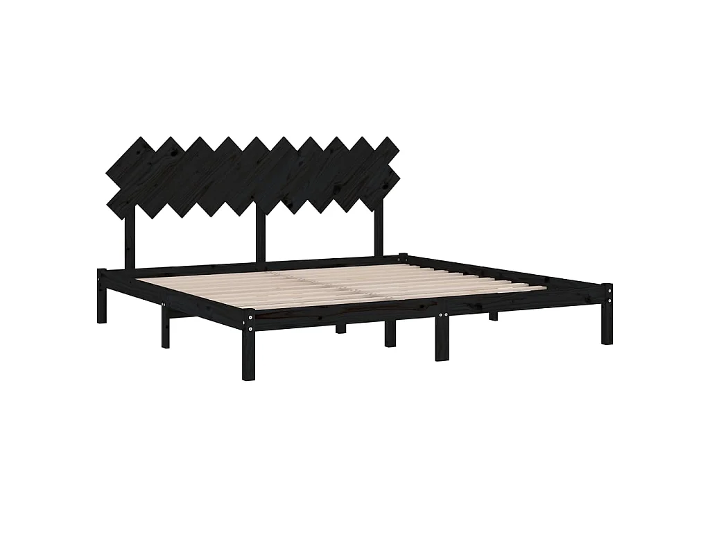 Lit-200x200 cm Noir Bois massif EGGB28098
