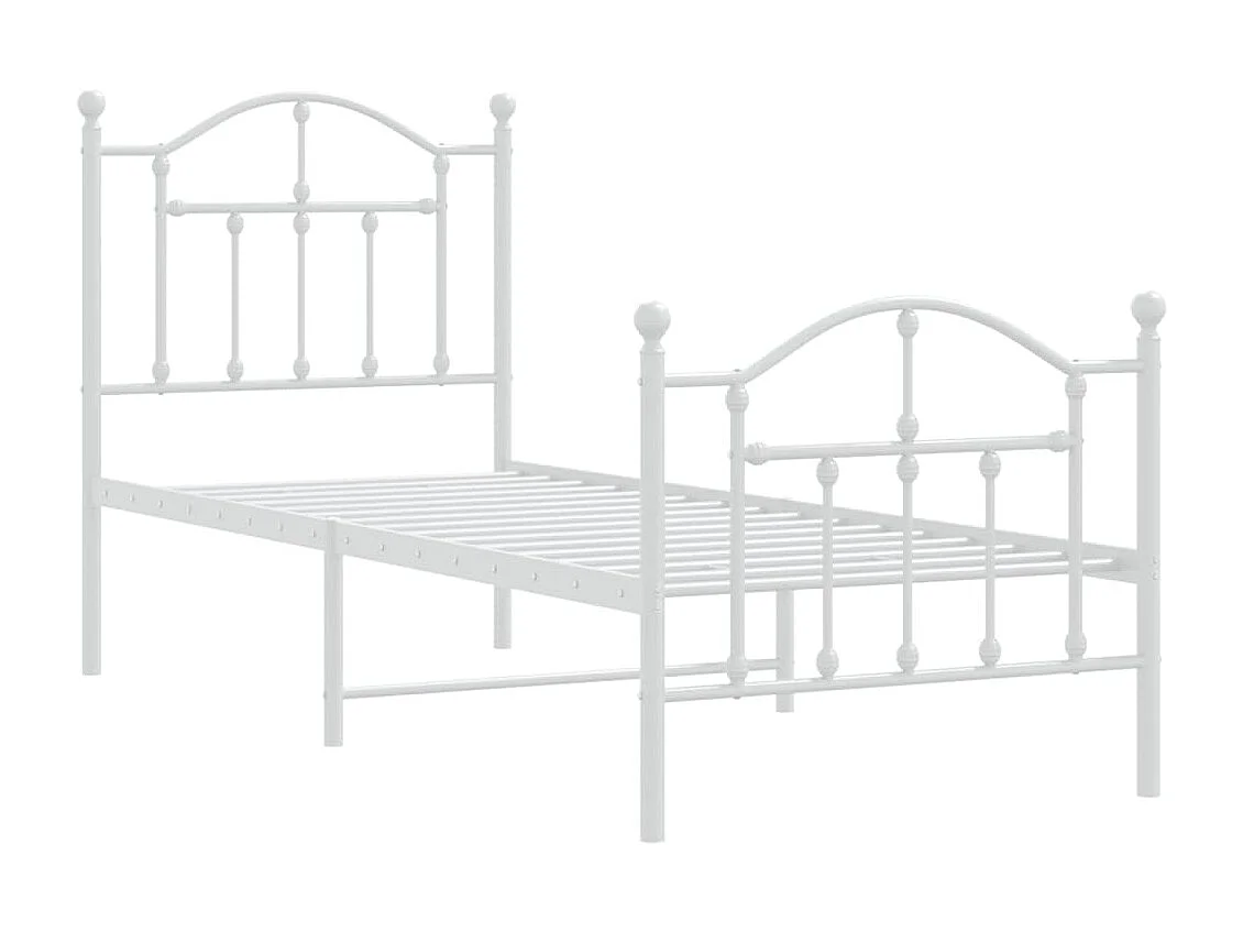 Lit-75x190 cm métal avec tête de lit/pied de lit blanc EGGB53008