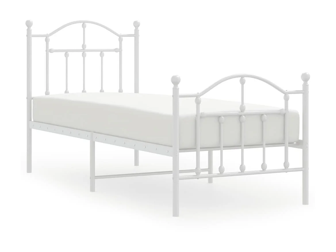 Cama com cabeceira e pés 75x190 cm metal branco PT959462